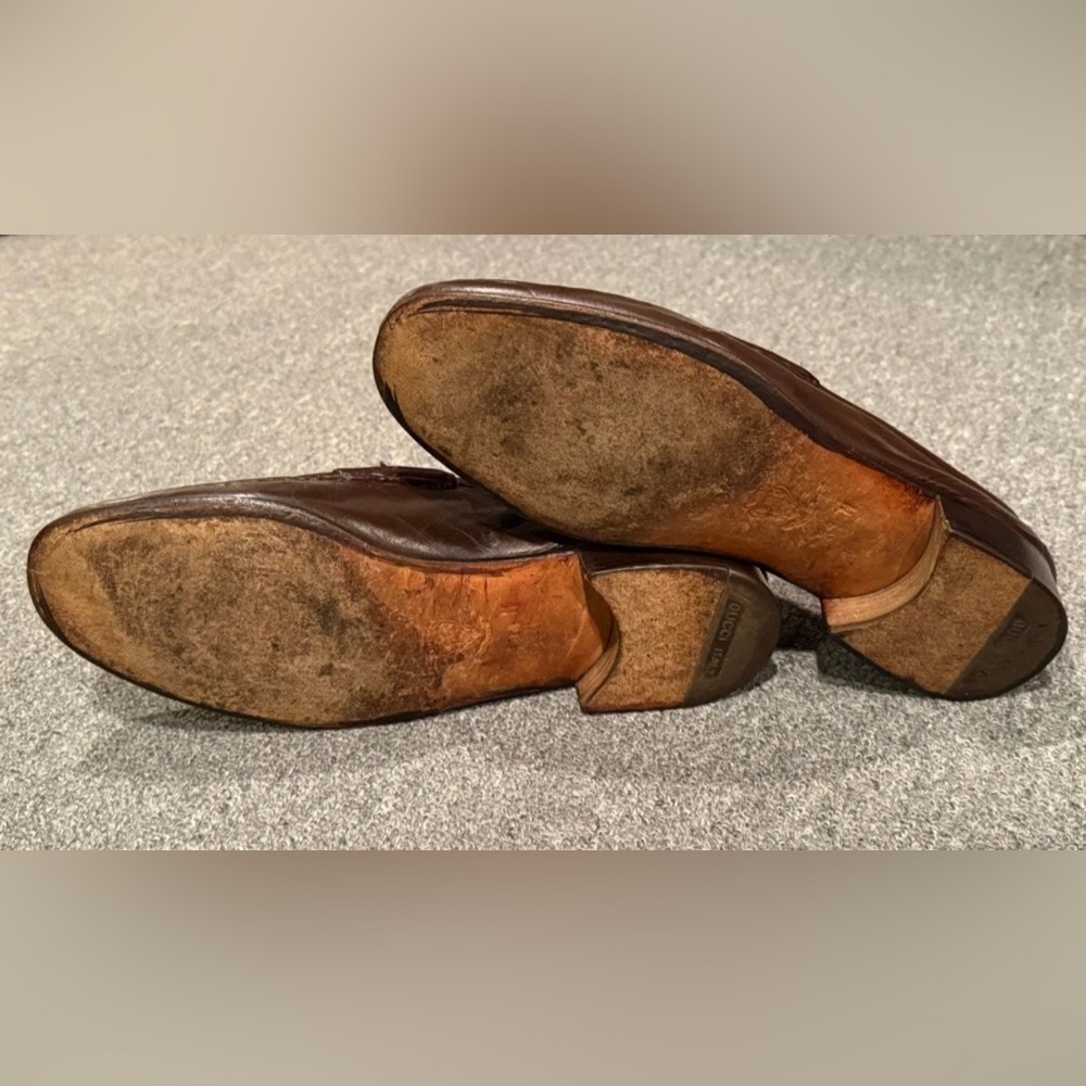 Gucci Horsebit Loafers - Brown Leather w/ Gold Bit - Size 44 M - Picture 8 of 11